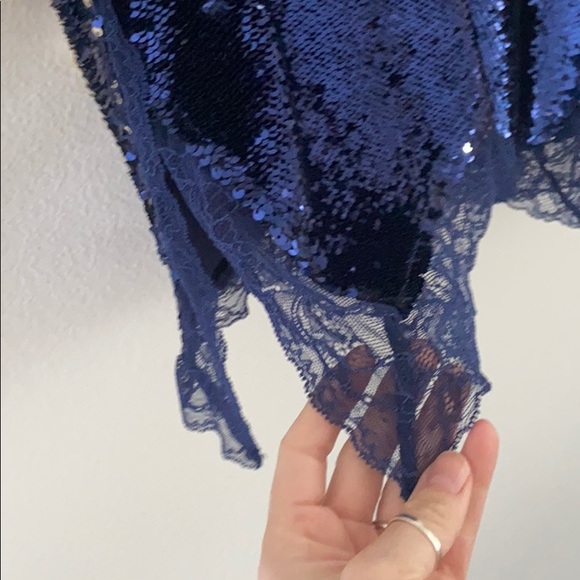 free people blue & silver sequin tank top camisole
lace blouse party going out - Picture 10 of 16